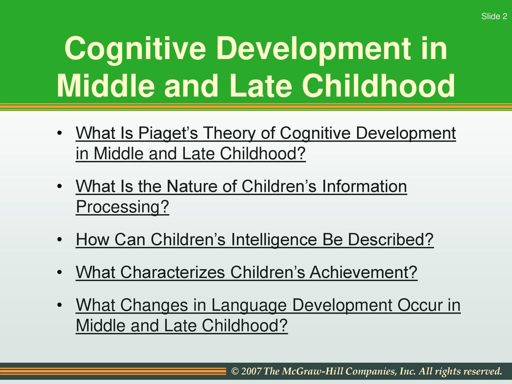Cognitive development online for middle childhood